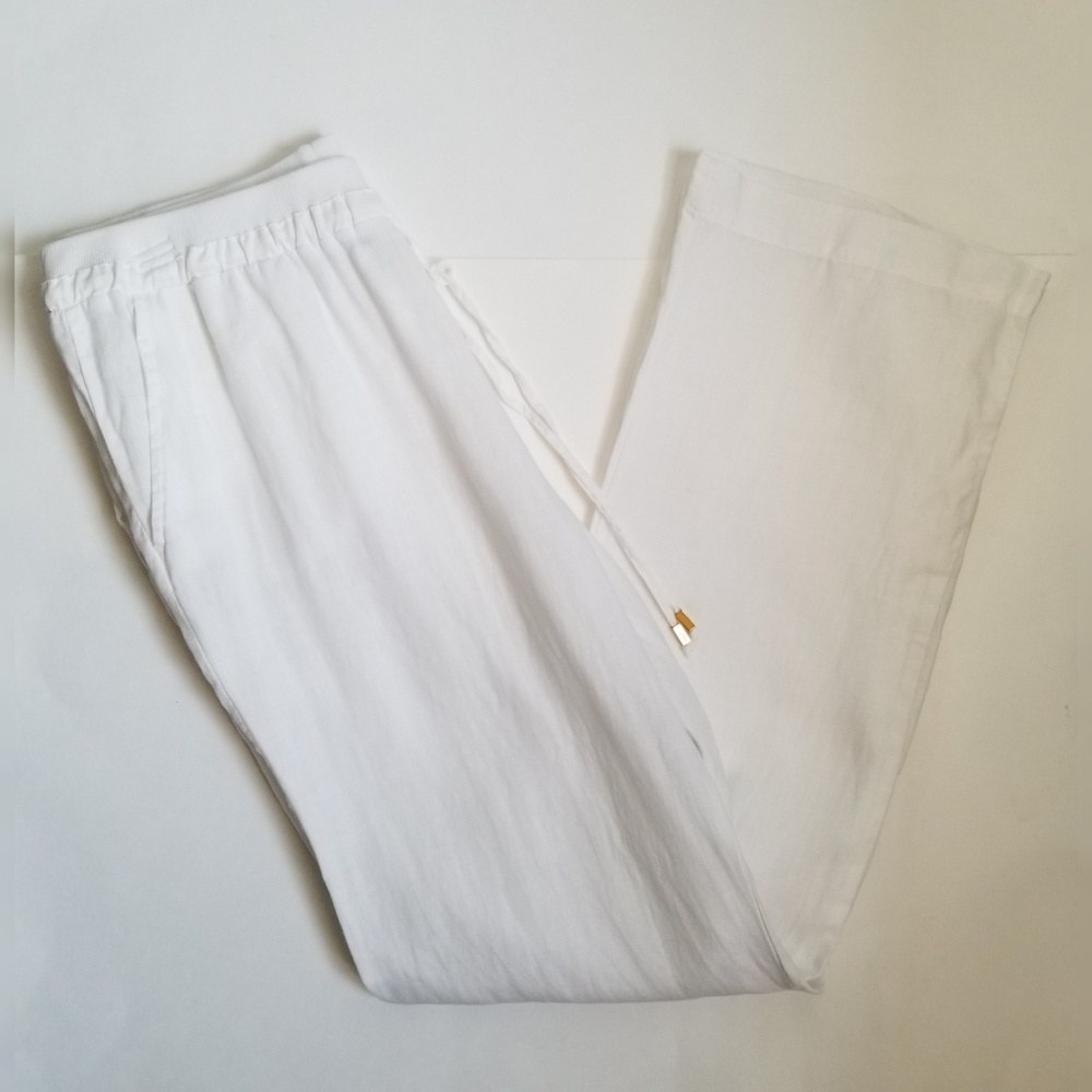 Ellen Tracy White Linen Pull On Pants